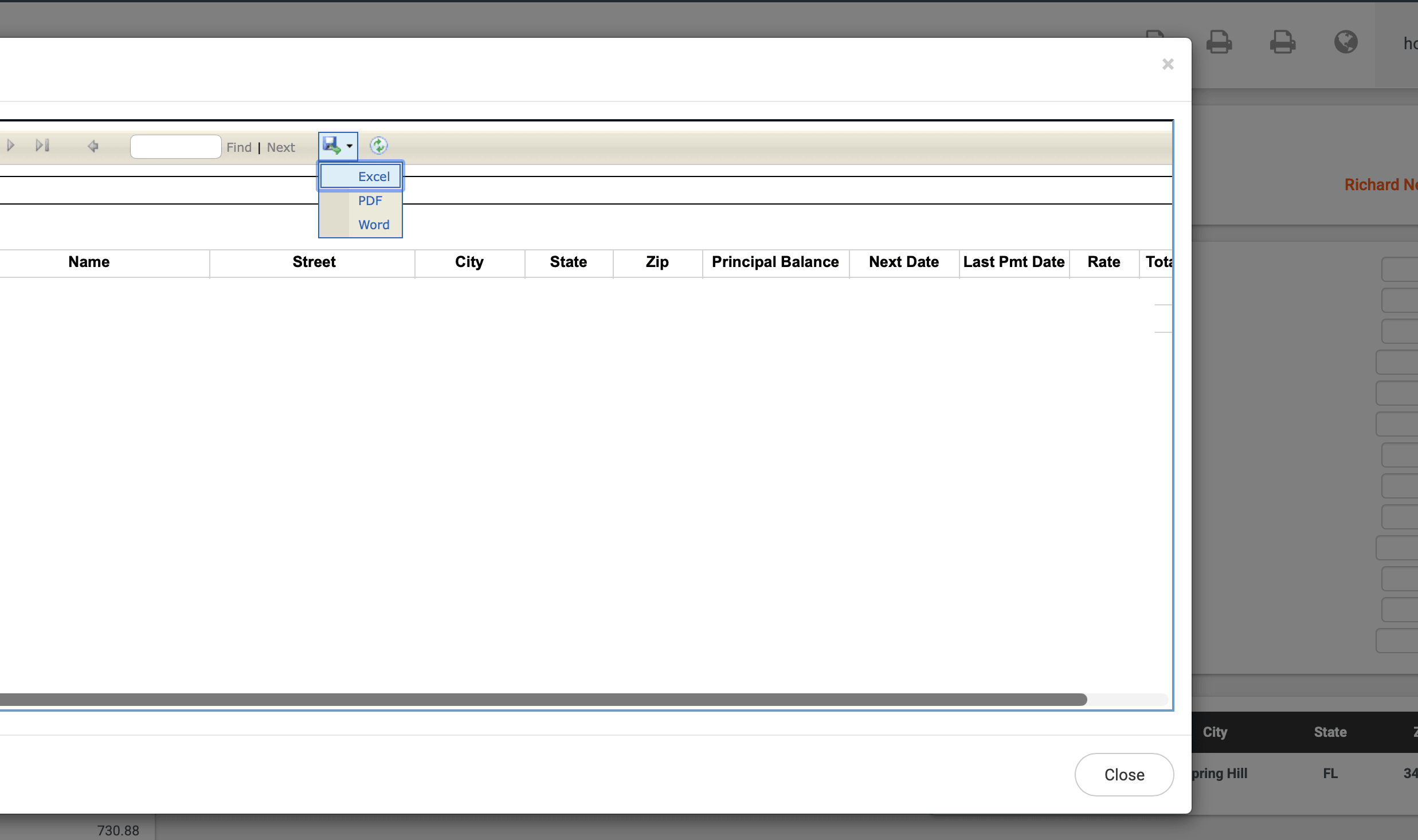 The Allied Servicing investor portal showing report download options