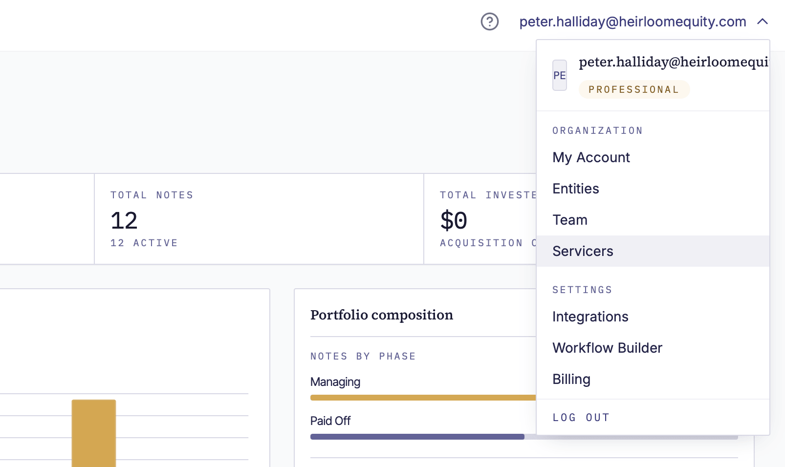 The NoteLedger Servicers page showing servicer cards including Allied Servicing